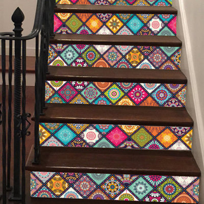 6Pcs Staircase Stair Riser Floor Sticker DIY Wall Decal Fashion Stairs Decal