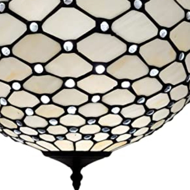 Plafonnier semi-encastré noir et blanc style Tiffany