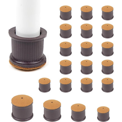 Protège-pieds pour chaise Chair Surfer Premium (rond, coussin en feutre / ensemble de 16, S 24 à 25 mm) - Protecteurs de plancher antidérapants avec glissières supplémentaires - Protections élastiques pour faciliter la protection du bois franc, des 