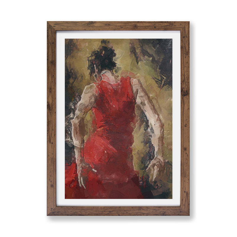 Spanish Flamenco Dancer - Single Picture Frame Print, 62cm H x 87cm W x 2cm D, Walnut