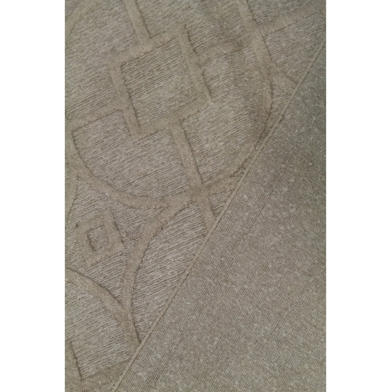 Cotton Geometric Area Rug in Beige