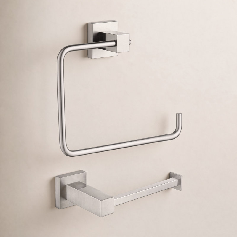 Cube 2 - Piece Bathroom Hardware Set, Brushed Nickel
