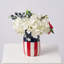 Étoile pique-nique étoilé - arrangement d'hortensias blancs, de fraises et de bleuets dans un pot Mason