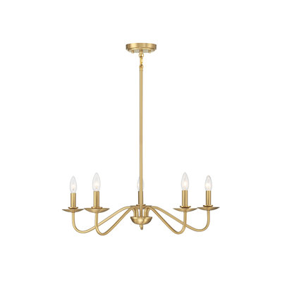 Lustre 5 lumières Meridian en laiton naturel