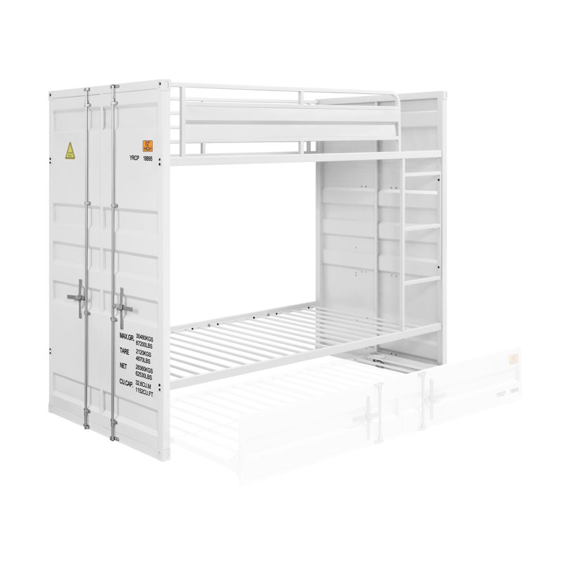 Hubbert Kids Twin Bunk Bed, White, Twin over Twin
