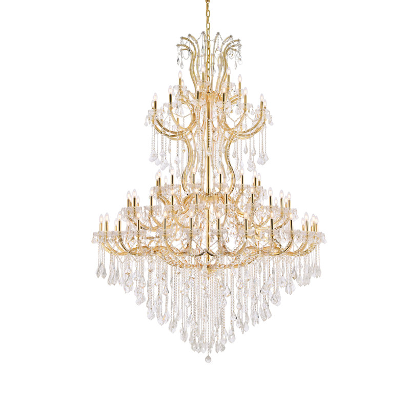 Lustre étagé de style bougie à 85 lumières Stockard, Or / cristal (transparent) / coupe royale