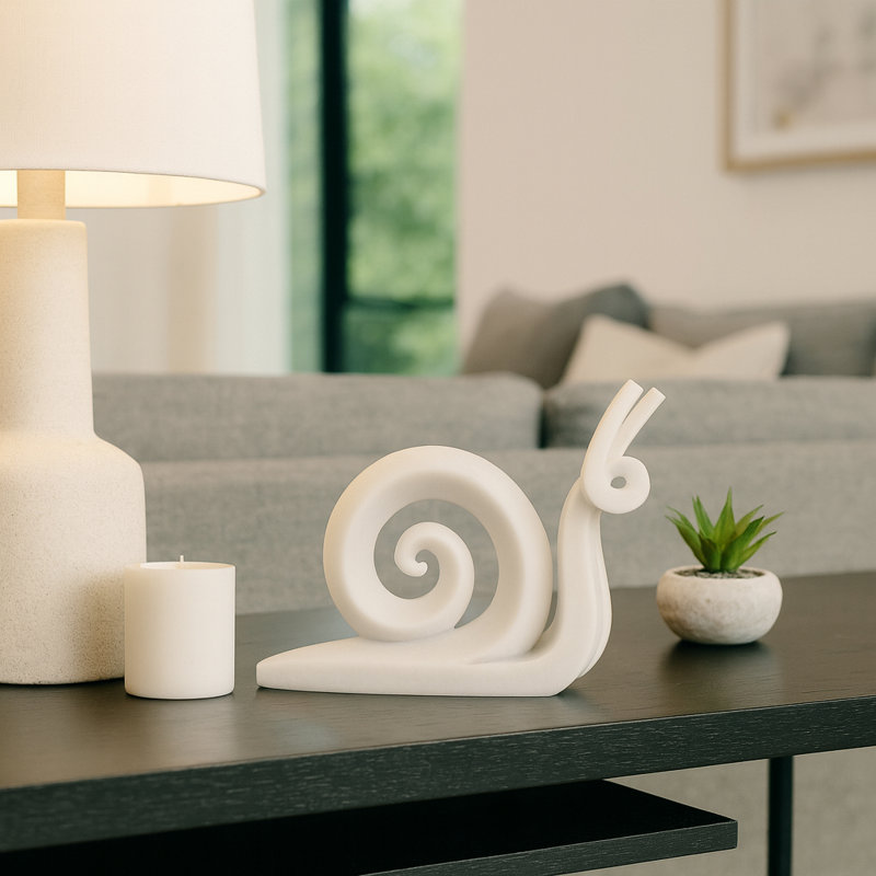 Sculpture d'escargot en résine - Décoration de cuisine, décoration intérieure, objets décoratifs et statues pour décor de salon, de vestibule ou de bureau - Pièce décorative côtière artisanale, 12,5 po, blanc
