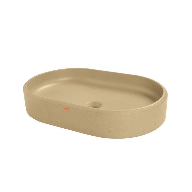 Konkretus Ubud 14.5'' Concrete Oval Bathroom Sink, Desert Brown
