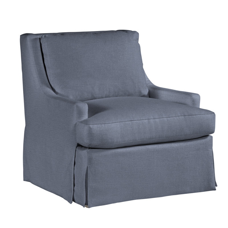 Royce 35" Wide Linen Slipcovered Armchair, Affinity Blue
