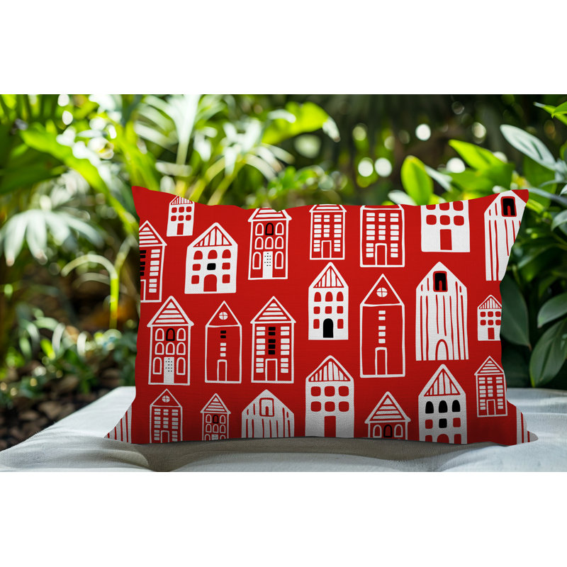 Oreiller rectangulaire réversible intérieur / extérieur Kito, Rectangle H 14 po x l 20 po, Rouge
