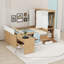 Lit plateforme double avec 6 tiroirs, tablettes et coiffeuse-1219064467