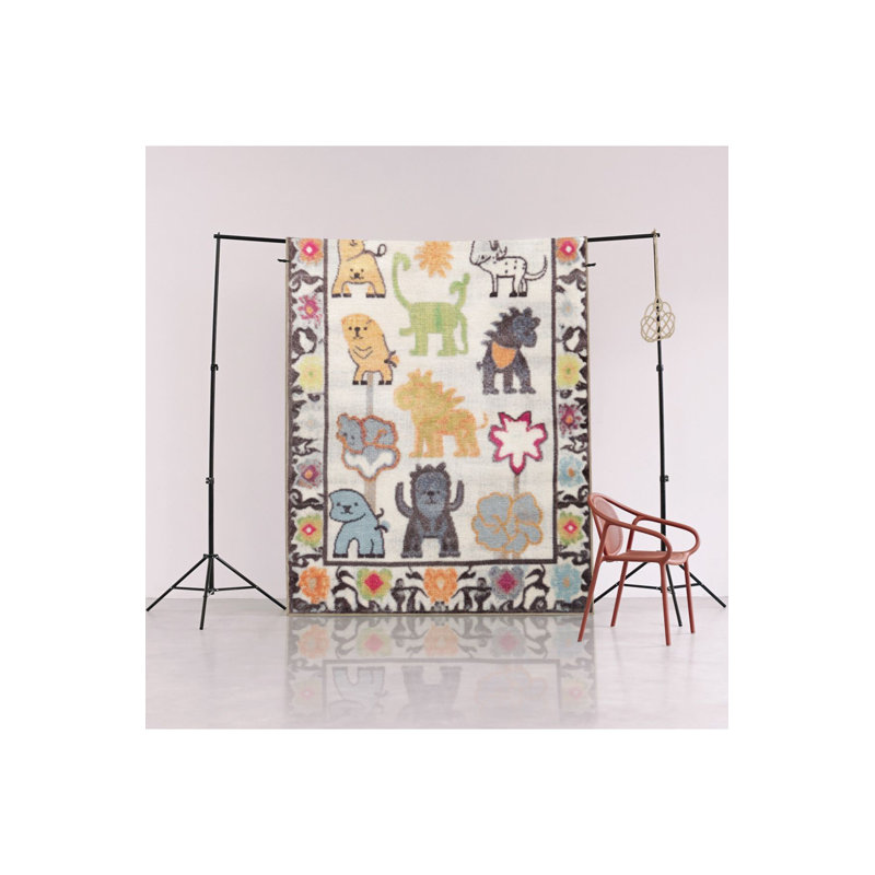 Washable Dido Collection Kids Rug Forest Animals Figure Patterned Modern Decorative Area Rug
