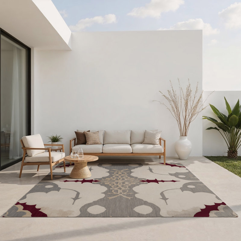 Tapis intérieur et extérieur à motifs fusionnés, Rectangle 1 pi 6 po x 2 pi 6 po
