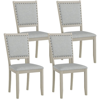2 PCS Farmhouse Dining Chair Fabric Upholstered Kitchen Chairs for Dining Room by Ophelia & Co.