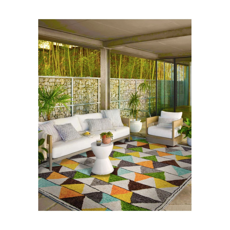 Tapis décoratif triangulaire et tapis lavable, Rond 3 pi 4 po