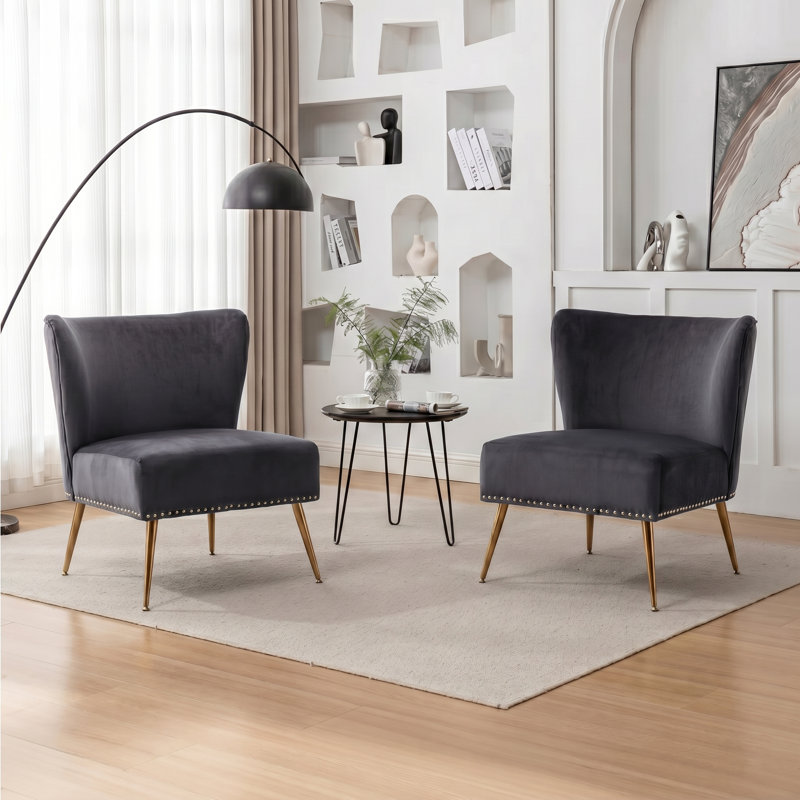 Chaise rembourrée en velours, Grey