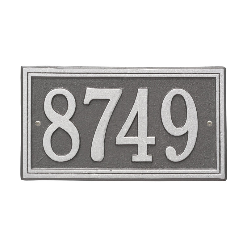 Double Line 1-Line Wall Address Plaque, Pewter and Silver, Yes
