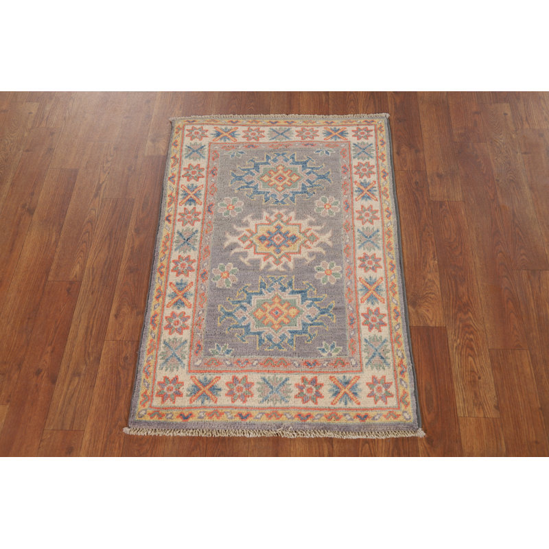 Tapis gris géométrique Kazak