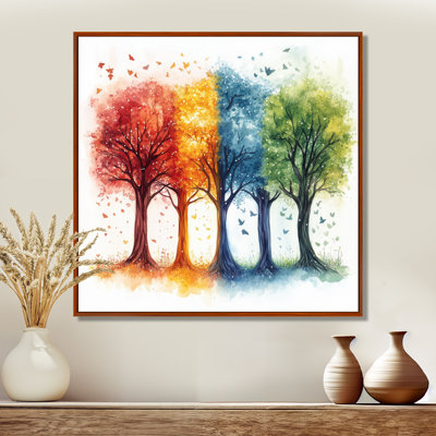 Four Seasons Wall Art, Seasonal Tree Canvas, Changing Seasons Trees