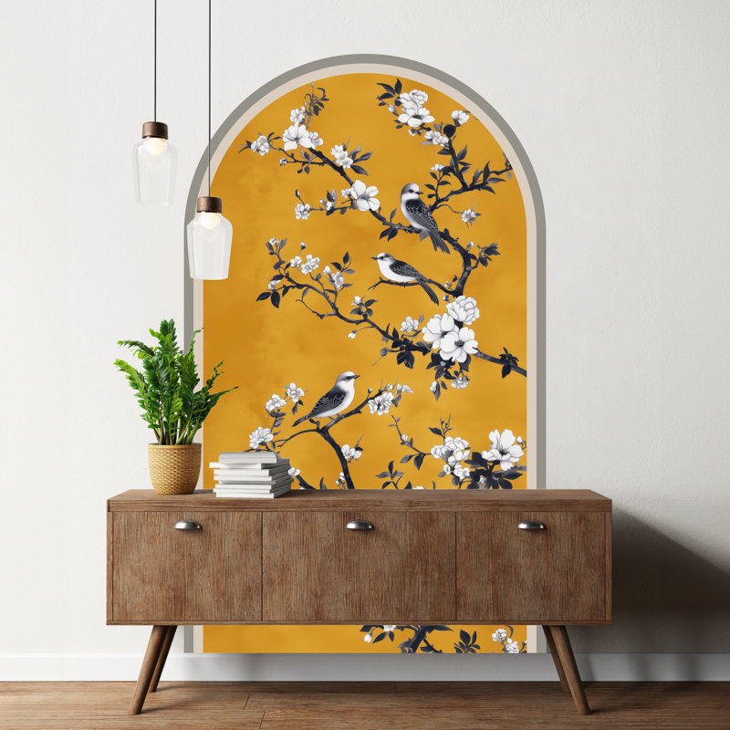 Papier peint floral pelez et collez, décalcomanie murale amovible non-botanique, H 48 po x l 28 po