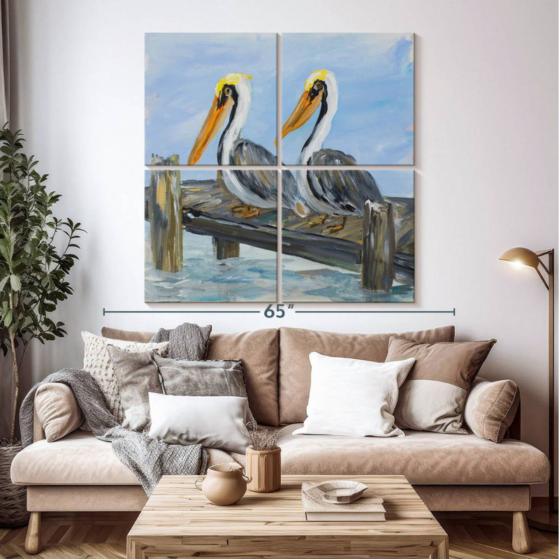 Brampt Pelicans On Deck, 50'' H x 50'' W