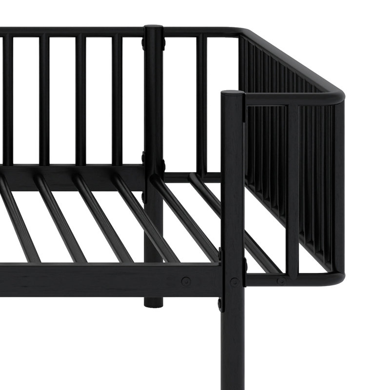 Structure de lit de jour en métal robuste avec support en lattes d'acier robuste, Black