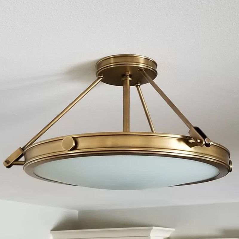Collier Semi-Flush Mount Ceiling Light - Heritage Brass, Incandescent, Heritage Brass, 11.5"H x 22"W x22"D