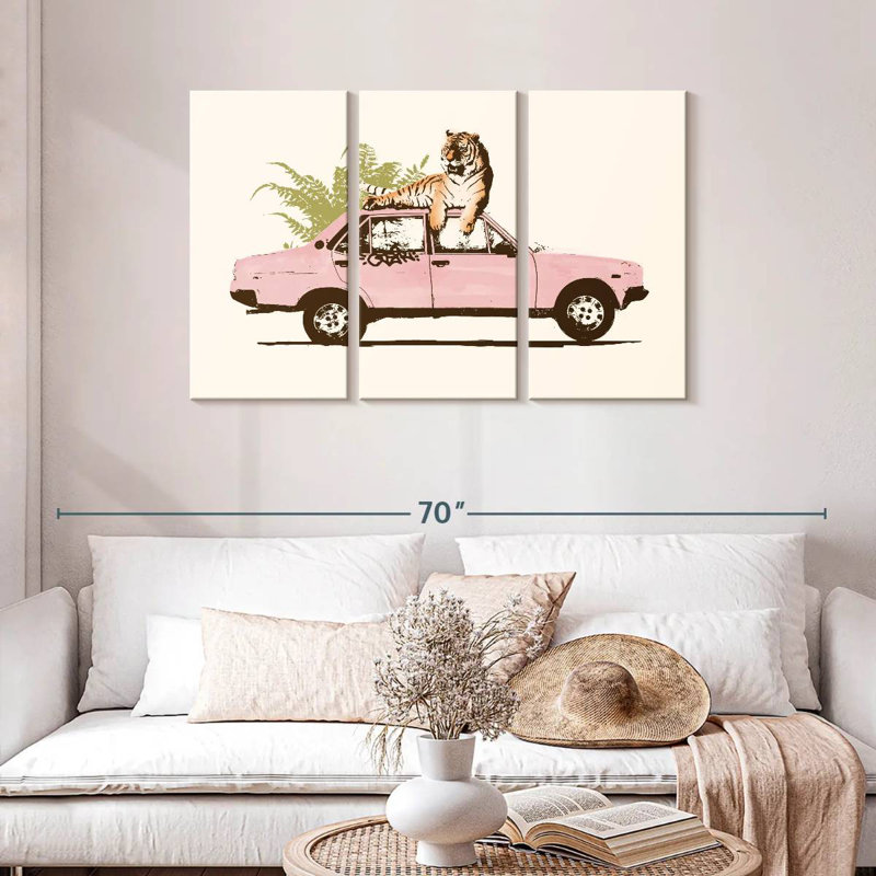 Mehar Tiger On Car, 28" H x 45" W