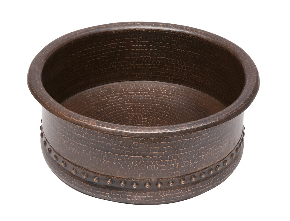 15" Round Vessel Tub Hammered Copper Sink Premier Copper Products