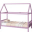 Lit simple en bois d'hévéa en forme de maison en rose - élégant et pratique pour une chambre à coucher qui inspire l'imagination avec une intimité supplémentaire-1466832665