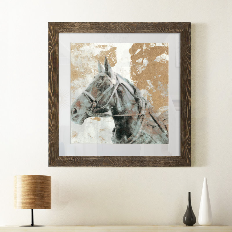Reproduction d’art graphique sur papier encadrée, H 27,5 po x l 27,5 po x P 1,5 po, Encadré de bois de noyer