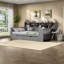 Lits multifonctionnels en bois gris avec rangement et bureau d'étude
