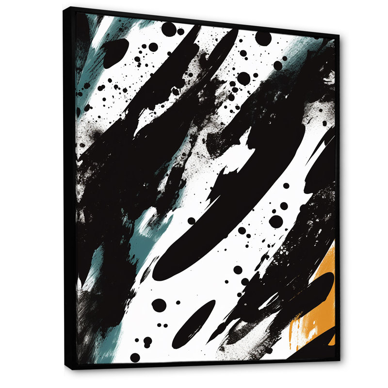 Collages abstraits en noir et blanc - reproduction d'art abstrait mural, Cadre flottant noir, H 40 po x l 30 po x P 1,5 po