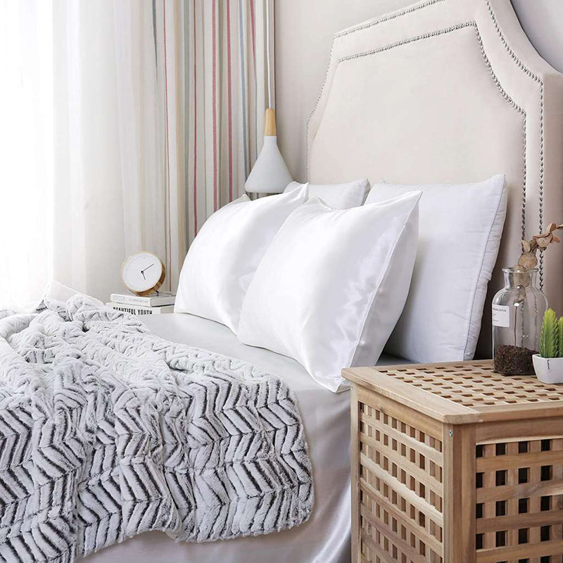 Satin - Set of 2, Queen Pillowcase, White