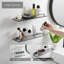 Cirila Bathroom Shelves Wall Mounted Tempered Glass Shelf with Rail Floating Shelves