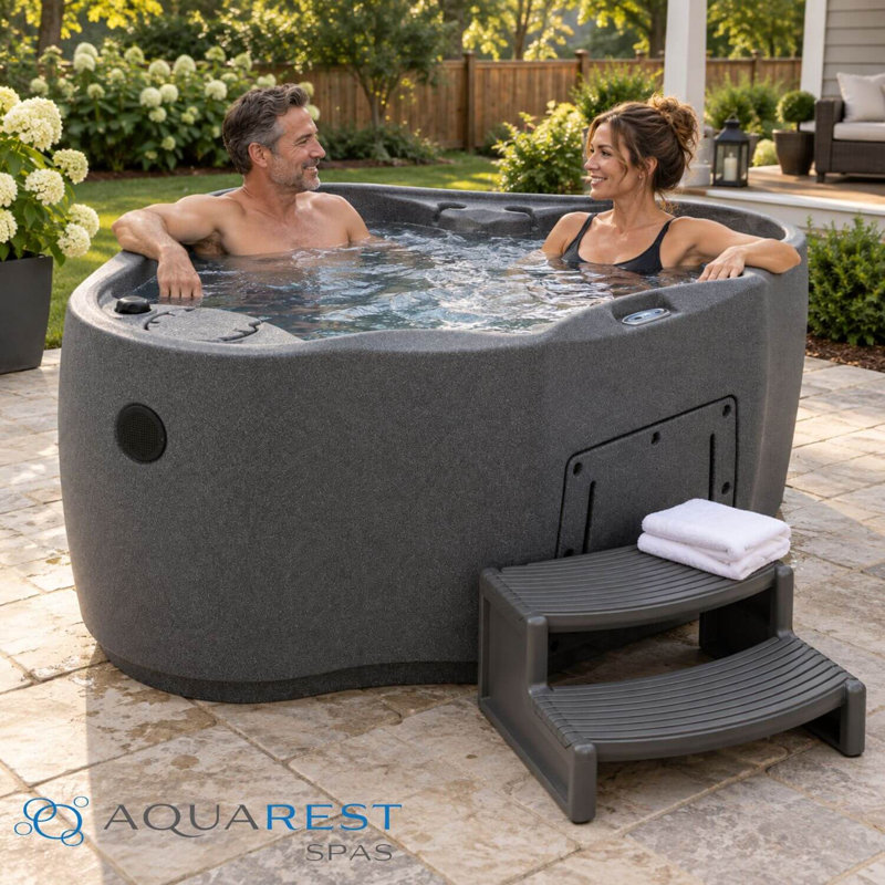 AquaRest Discover AR300 Premium 2-Person 20-Jet Oval Plug & Play Hot Tub with Ozonator, LED Waterfall and Stainless Steel Heater