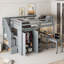 Lit plateforme mezzanine double en bois massif classique gris avec bureau de rangement intégré et garde-robe pour les chambres d'enfants et d'adolescents-2119036706