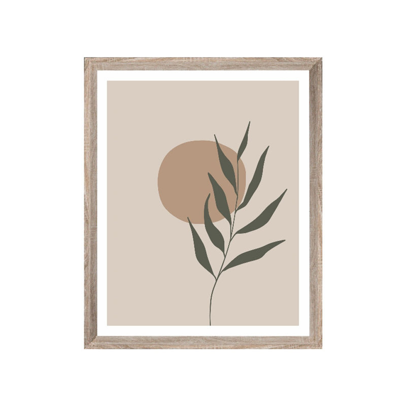 Botanical Leaf Abstract Scandi - Single Picture Frame Print, Bevelled Wood Effect, 136.652 cm H x 111.252 cm W