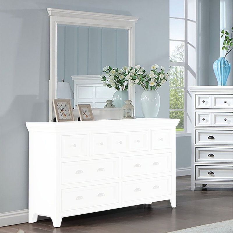 Miroir biseauté pour commode, Blanc