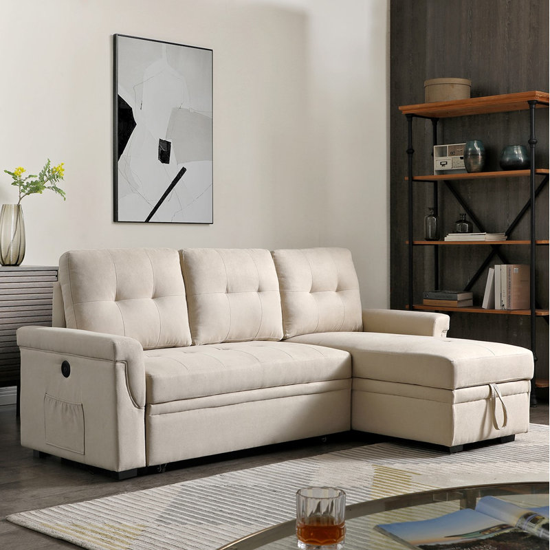 Canapé-lit rembourré 81,9 po Ronsheilla, Beige