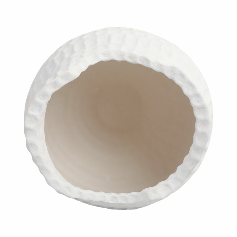 Sagebrook Home 16" Callan Large 3D Printed Porcelain Vase, Ivory, 16" H x 16" W x 16" D