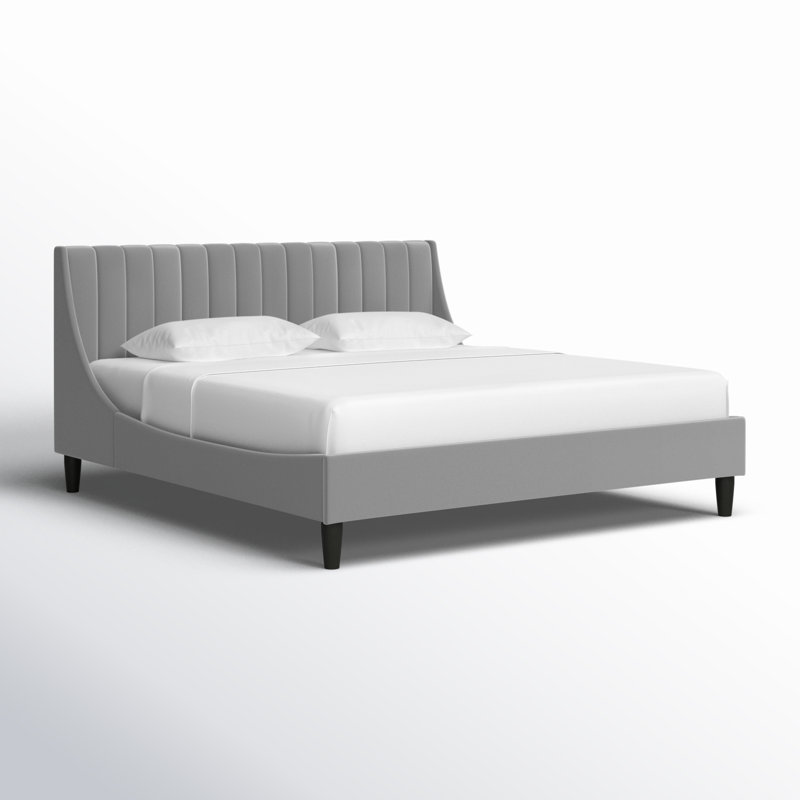 Helaina Upholstered Wingback Bed, Opal Gray Velvet, King