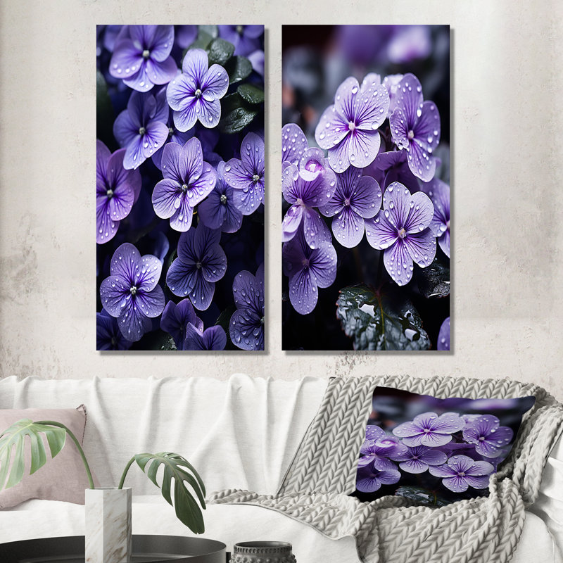 «Violets Whispering Photo», 2 pièces, H 20 po x l 24 po, Toile tendue