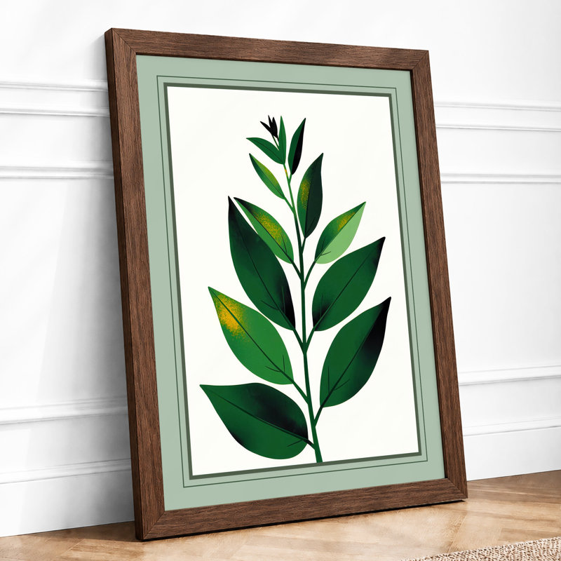 Stem With Symmetric Leaves Botanical - Print, Walnut, A4 - 29.7 x 21.0 cm