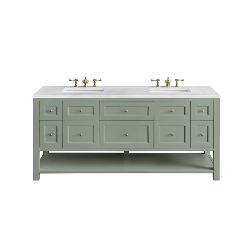 Breckenridge 72'' W Double Vanity, Charcoal Soapstone, Smokey Celadon, 8" Widespread
