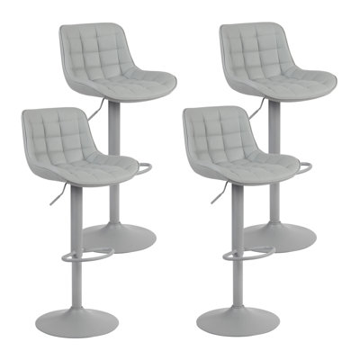 Lochie Swivel Adjustable Height Bar Stools Faux Leather Modern Barstools Upholstered Counter Stools