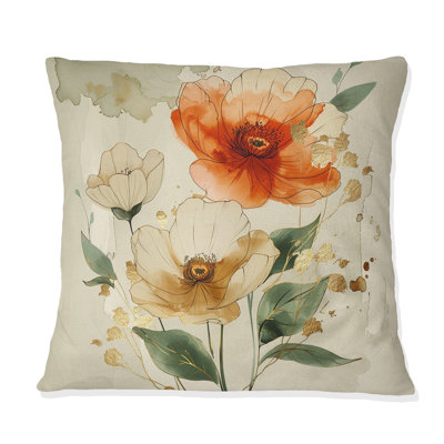 Watercolor Retro Floral II - Floral Retro Throw Pillow
