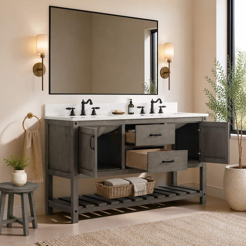 Ensemble de meuble-lavabo double 54 po Radstock, Gris antique