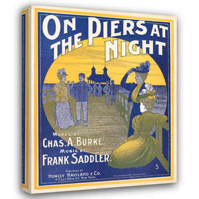 «On the Piers at Night» par MuseumPrints - Art mural sur toile tendue avec châssis