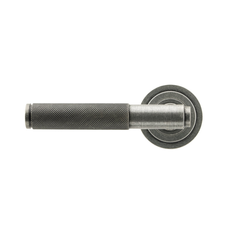 Brompton Lever on Rose Set (Art Deco), Pewter Patina